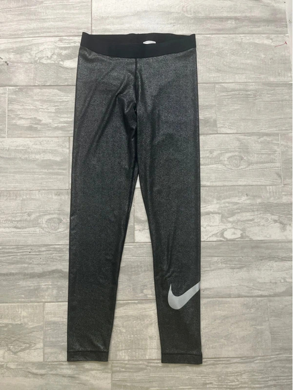 Nike Dri Fit Black Silver Shimmer Legging Tights
